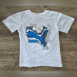 Puma Boy's White Pixelated Graphic Short Sleeve T-shirt Size 4
